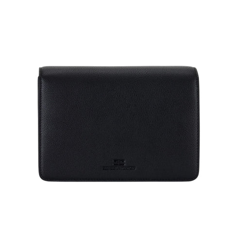 Borsa Donna in misto similpelle, con patta e placca logo in metallo dorato